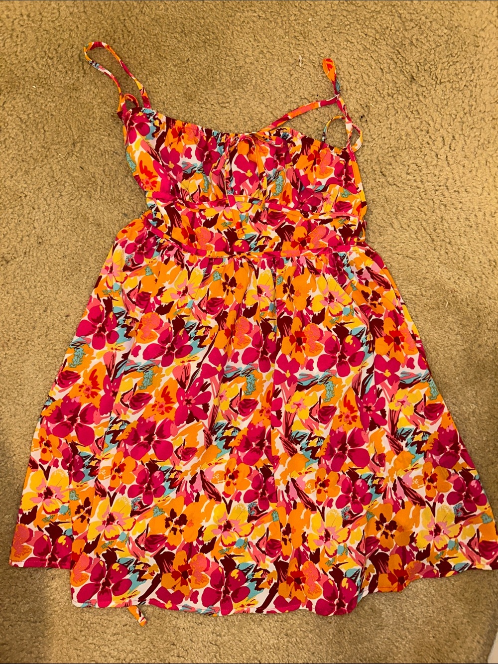 women’s Floral Summer Sundress in Orange and Pink